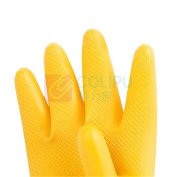 厚创 牛筋乳胶手套 M码 加厚加长长度31cm (柠檬黄)