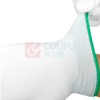 冰禹 防滑防护尼龙手套 工厂浸胶劳保手套 BYly-41 M 码 PU 涂指 (绿色) 10 双装