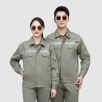 耐典 纯棉春秋劳保工作服套装 GYJ 175/2xl (浅灰色) 防风防寒耐磨长袖套装(上衣+裤子)