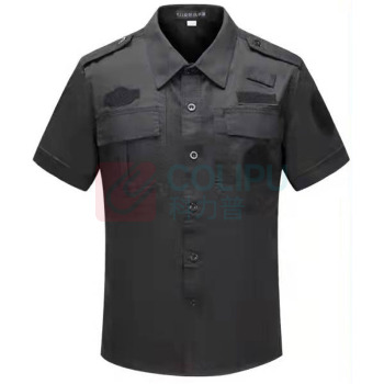 理联 夏季短袖 保安工作服套装 LN-BAF20D M (黑色) 短袖套装+腰带+帽子+标志