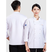 耐典 厨师工作服 长袖 男女厨房西餐厅酒店饭店厨师服秋冬装 LW-TL2193 XL (白色)