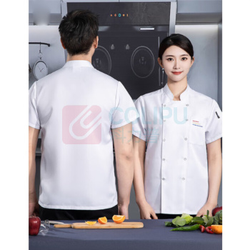 耐典 厨师工作服 夏季短袖 男女厨房西餐厅酒店饭店厨师服 LW-TL2193 XL (白色)