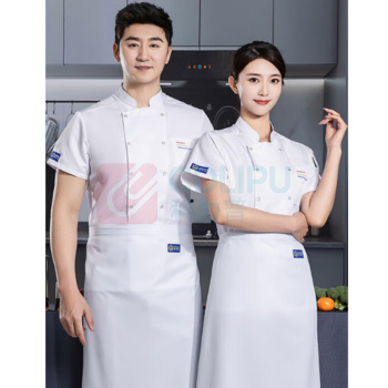 耐典 厨师工作服 夏季短袖 男女厨房西餐厅酒店饭店厨师服 LW-TL2193 XL (白色)