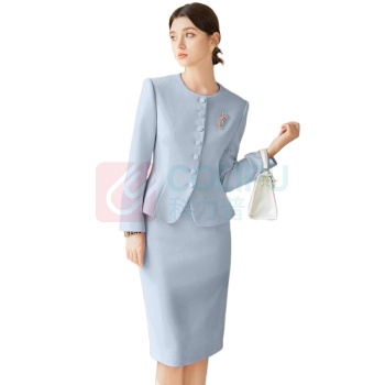 AD 工作服套装 L码 西装+半裙 涤纶(聚酯纤维)68.5% (米白色)