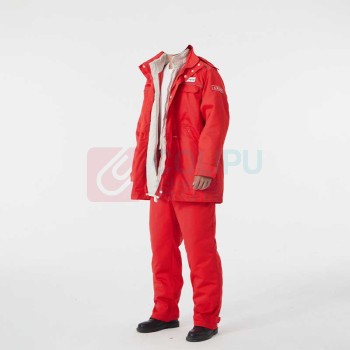 优企 中石油新款油田冬季防静电红棉服抗油易去污棉工作服加厚棉衣套装 165 (红色)