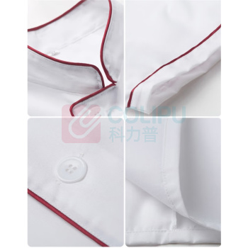 耐典 厨师服短袖 单排白色纽扣