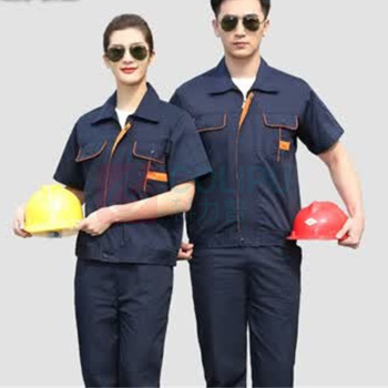 龙伟联合 夏季工作服短袖套装 LW-6017 175码 (藏蓝)