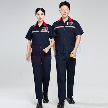 耀王 加油站同款防静电服工作服套装男夏季短袖长袖薄款劳保服带反光条舒适透气工装 QCCLW6036168 XL/175 (宝蓝)