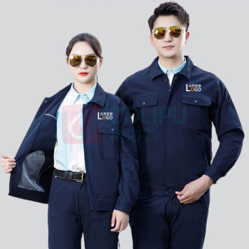 耀王 纯棉劳保工作服套装男春秋长袖厚款耐磨防烫工程服工厂全棉劳保服 YW-GCF19DGYJ8013 M/165 (宝蓝)