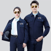 耀王 纯棉劳保工作服套装男春秋长袖厚款耐磨防烫工程服工厂全棉劳保服 YW-GCF19DGYJ8013 M/165 (宝蓝)