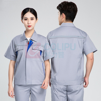 耀王 夏季工作服短袖男女套装耐磨透气工程服车间电焊汽修劳保服 YW-GCF19DGYJ6005 L/170 (藏蓝色)