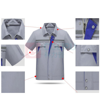 耀王 夏季工作服短袖男女套装耐磨透气工程服车间电焊汽修劳保服 YW-GCF19DGYJ6005 L/170 (藏蓝色)