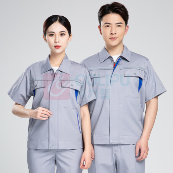 耀王 夏季工作服短袖男女套装耐磨透气工程服车间电焊汽修劳保服 YW-GCF19DGYJ6005 L/170 (藏蓝色)