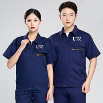 耀王 防静电服劳保工作服夏季短袖套装男加油站化工电子汽修劳保服耐磨防烫工作服 QCCLW518B201 XL/175 (宝蓝)