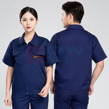 耀王 防静电服劳保工作服夏季短袖套装男加油站化工电子汽修劳保服耐磨防烫工作服 QCCLW518B201 3XL/185 (宝蓝)