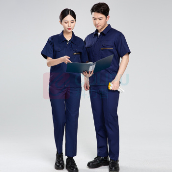 耀王 防静电服劳保工作服夏季短袖套装男加油站化工电子汽修劳保服耐磨防烫工作服 QCCLW518B201 3XL/185 (宝蓝)