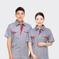 耀王 工作服套装男夏季短袖劳保服汽修工厂工地耐磨舒适透气工作服工装 QQCJCX004174 M/165 (银灰)