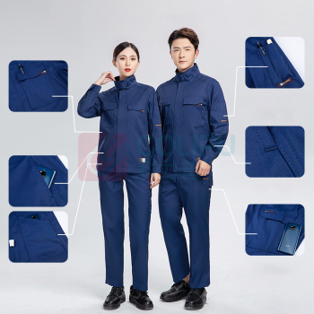 耀王 竹纤维防静电服夏季劳保工作服套装男薄款长袖工厂车间工地加油站吸湿排汗防烫工装 QCCSYX27378 M/165 (冰川蓝)