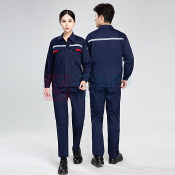 耀王 防静电夏季工作服套装男女薄款长袖短袖电工劳保服工厂汽修工程服 YW-GCF19DLW6010 3XL/185 (藏蓝)