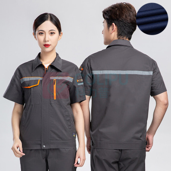 耀王 劳保工作服夏季短袖套装男薄款带反光条舒适透气耐磨劳保服工地汽修铁路 QCCJCX130195 2XL/180 (藏蓝)