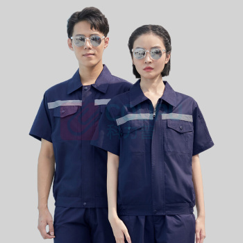 耀王 男夏季短袖薄款带反光条舒适耐磨工作服工装 QQCJCX003D174 XL/175 (蟹蓝)