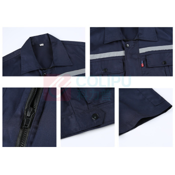 耀王 纯棉劳保工作服套装男夏季短袖薄款电工焊工工地工程服全棉舒适耐磨防烫工装 QCCLW6052168 M/165 (藏蓝)