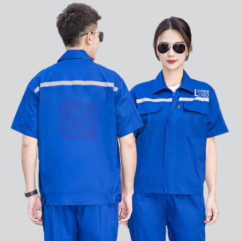 耀王 纯棉劳保工作服套装男夏季短袖薄款电工焊工工地工程服全棉舒适耐磨防烫工装 QCCLW6052168 2XL/180 (藏蓝)