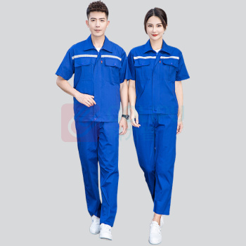 耀王 纯棉劳保工作服套装男夏季短袖薄款电工焊工工地工程服全棉舒适耐磨防烫工装 QCCLW6052168 4XL/190 (藏蓝)