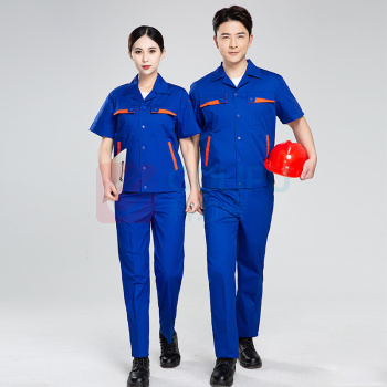 耀王 劳保工作服夏季薄款短袖套装男车间汽修工地工厂劳保服舒适耐磨透气工作服 QCCGYJ6008150 M/165 (藏蓝)