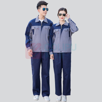 耀王 春秋纯棉拼色工作服套装男女款长袖耐磨工程服汽修全棉焊工劳保服工装定制LW8014灰拼藏蓝套装L/170 YW-GCF19DGYJ8014 L/170 (灰拼藏蓝)