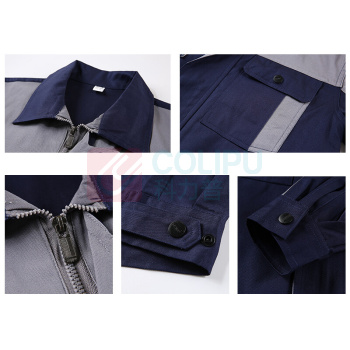 耀王 春秋纯棉拼色工作服套装男女款长袖耐磨工程服汽修全棉焊工劳保服工装定制LW8014灰拼藏蓝套装L/170 YW-GCF19DGYJ8014 2XL/180 (灰拼藏蓝)
