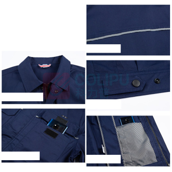 耀王 纯棉劳保工作服夏季薄款短袖套装男带反光条耐磨防烫劳保服电工焊工车间全棉工作服 QCCGYJ901195 L/170 (宝蓝)