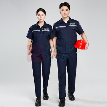 耀王 高品质夏季防静电工作服套装男女短袖薄款劳保服舒适透气带反光条工装工程服 YW-GCF19DGYJ6012 S/160 (藏蓝色)