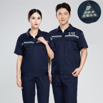 耀王 高品质夏季防静电工作服套装男女短袖薄款劳保服舒适透气带反光条工装工程服 YW-GCF19DGYJ6012 S/160 (藏蓝色)
