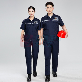 耀王 高品质夏季防静电工作服套装男女短袖薄款劳保服舒适透气带反光条工装工程服 YW-GCF19DGYJ6012 M/165 (藏蓝色)