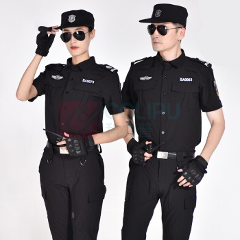 耀王 速干服保安服夏季短袖套装酒店物业安保执勤速干衣训练服吸汗透气耐磨保安工作服 JFSG S/160 深蓝色