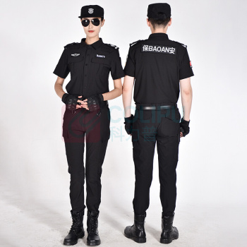 耀王 速干服保安服夏季短袖套装酒店物业安保执勤速干衣训练服吸汗透气耐磨保安工作服 JFSG XL/175 深蓝色