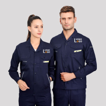 耀王 纯棉工作服套装男女夏季长袖维修工全棉工装劳保服汽修车间电工工装 YW-JCHH-X117 L/170 藏蓝色
