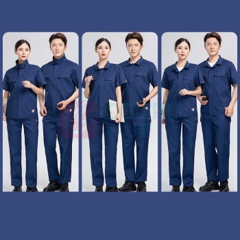 耀王 竹纤维防静电服夏季劳保工作服套装男薄款短袖工厂车间工地加油站吸湿排汗防烫工作服 QCCSYX27354 XL/175 藏蓝