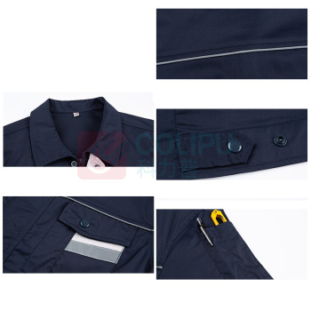 耀王 CVC防静电服劳保工作服夏季短袖套装男电焊焊工汽修加油站劳保服耐磨透气工作服定制DK01灰色L/170 QCCDK01273 3XL/185 (灰色)