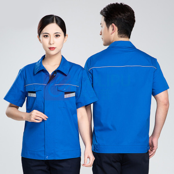 耀王 CVC防静电服劳保工作服夏季短袖套装男电焊焊工汽修加油站劳保服耐磨透气工作服 QCCDK01273 XL/175 (卡其)