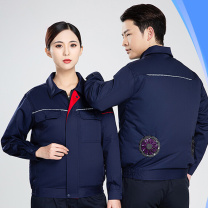耀王 空调服带风扇衣服夏季男女反光工作服定制工厂工地风扇服 YW-GYJ-999 M/165 (浅灰色)