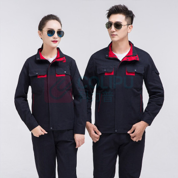 耀王 春秋纯棉工作服套装男女长袖电焊劳保服工厂汽修耐磨工装全棉厚款工程服 YW-GCF19DGYJ6901 S/160 (宝蓝拼灰)