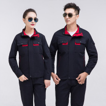 耀王 春秋纯棉工作服套装男女长袖电焊劳保服工厂汽修耐磨工装全棉厚款工程服 YW-GCF19DGYJ6901 4XL/190 (宝蓝拼灰)