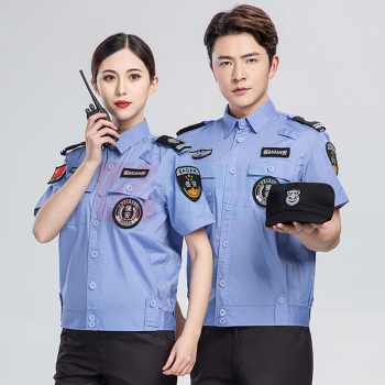 耀王 保安服夏季短袖套装透气耐磨保安工作服物业门卫安保作训服工作服 QCCJFZXF001084 L/170 (蓝色)