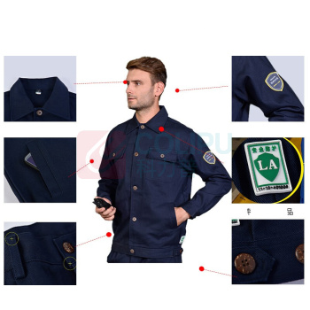 耀王 纯棉防阻燃工作服春秋长袖电焊劳保服耐高温防烫化工特种防护服 YW-GCF19DTZ001 XL/175 (艳蓝)