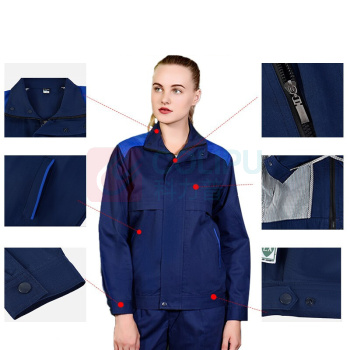 耀王 防静电全棉工作服男女长袖电工电焊劳保服机修工程服工装 YW-GCF19DTZ166 L/170 (深蓝拼中蓝)