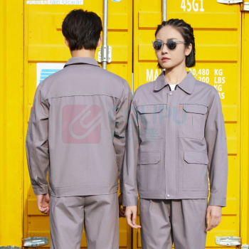 耀王 高端纯棉带反光条工作服套装男女春秋长袖物业电工劳保服全棉工程服 YW-JCHH-JC129 L/170 (深灰)