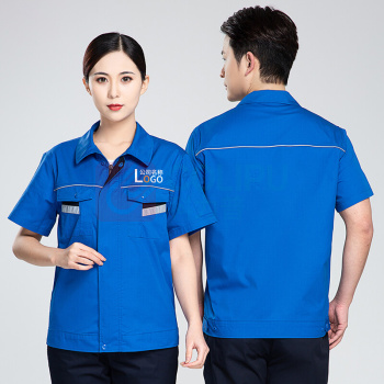 耀王 CVC防静电服劳保工作服夏季短袖套装男电焊焊工汽修加油站劳保服耐磨透气工作服 QCCDK01273 S/160 (藏蓝)
