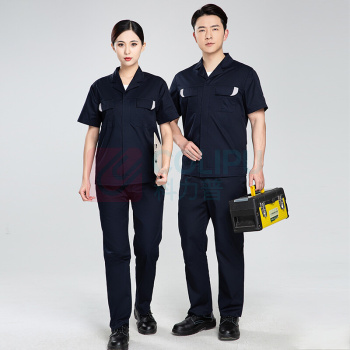 耀王 CVC防静电服工作服夏季短袖套装男加油站汽修车间劳保服舒适透气劳保工作服 QCCDK02273 2XL/180 (卡其蓝)